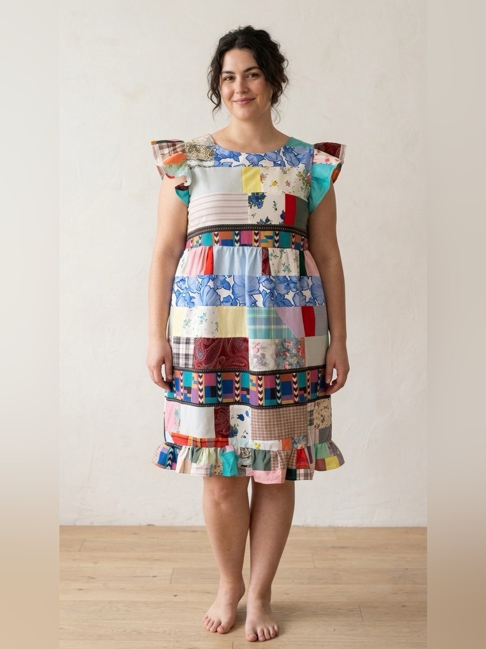 One-of-a-Kind Handmade Cottagecore Patchwork Dress - Size 12